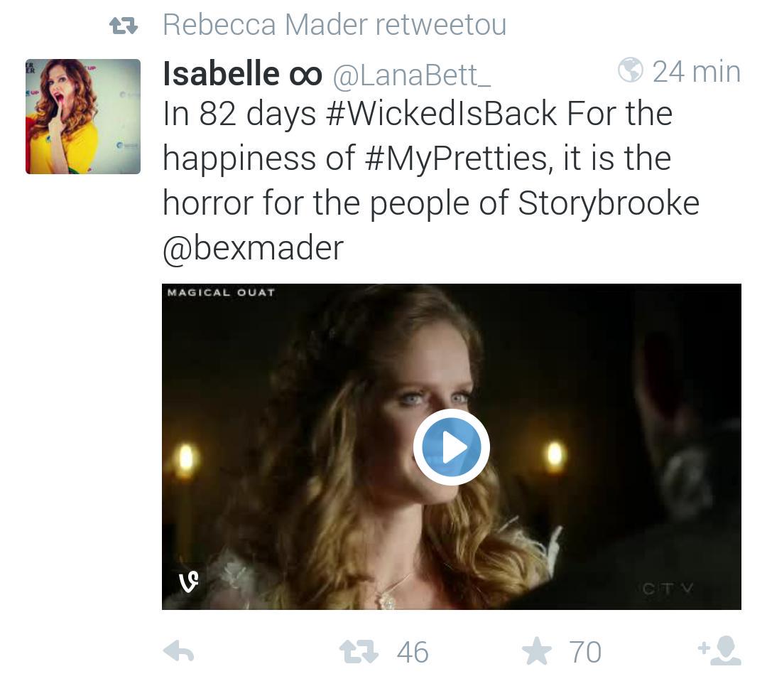 RebeccaMaderON's tweet image. bex acabou de dar rt na prettie @LanaBett_   #WickedIsBack
