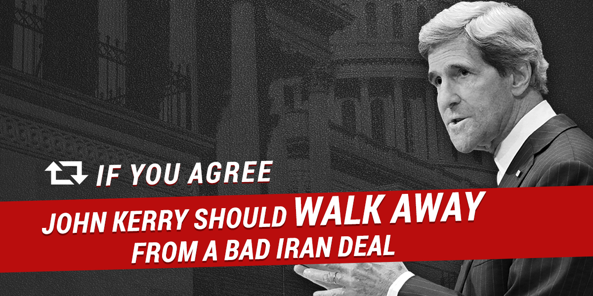 SecureAmerica's tweet photo. RETWEET to tell @JohnKerry to keep his promise &amp; walk away from a bad #IranDeal! http://t.co/ZZdEPHdb19