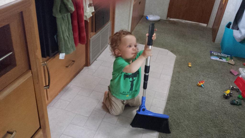 RaisingGus2015's tweet photo. Putting Gus to work on a rainy afternoon. #earninghiskeep #dontforgettodust http://t.co/7v1vUksFvT