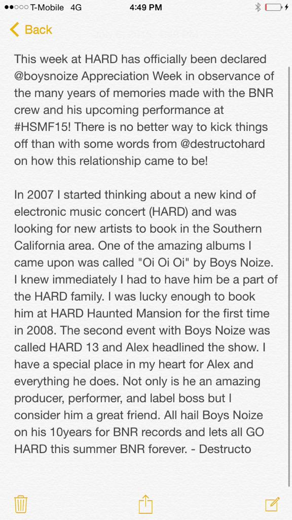 HARDFEST's tweet photo. This week is about to be lit AF @boysnoize @boysnoizerec @DestructoHARD #BNR10YR #HSMF15 http://t.co/a2I0izWOrV