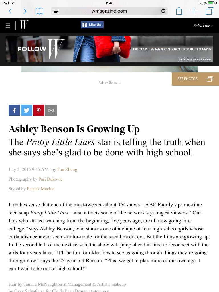 townsofrosewood's tweet photo. @AshBenzo is in @wmag this month here is her article 💖 http://t.co/N3vRsgNjXV