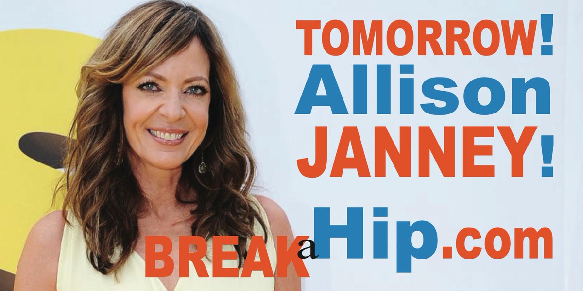 TOMORROW! <a href="/AllisonBJanney/">Allison Janney</a> on @BreakAHip! breakahip.com #allisonjanney #comedy @Cameron__Watson <a href="/cpickles11/">Christina Pickles</a>