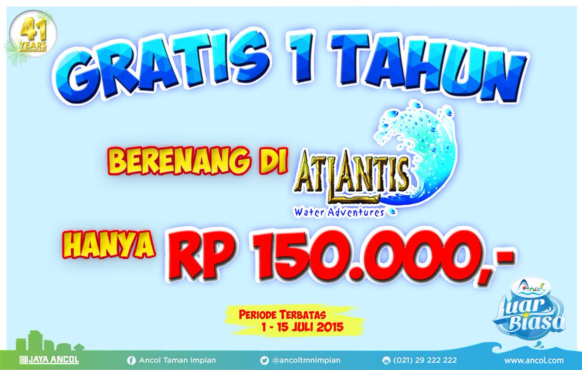 ancoltmnimpian's tweet photo. AYO kapan lagi! GRATIS 1 TAHUN dgn ATLANTIS VALUE CARD!
#AtlantisWaterAdventure #DokiCard #AtlantisFun http://t.co/SVsTSljUyn
