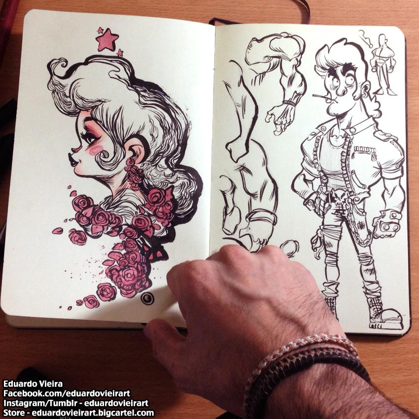 Super busy lately but here's a spread to say I'm alive :) #sketches #MyMoleskine #eduardovieira #eduardovieirart 