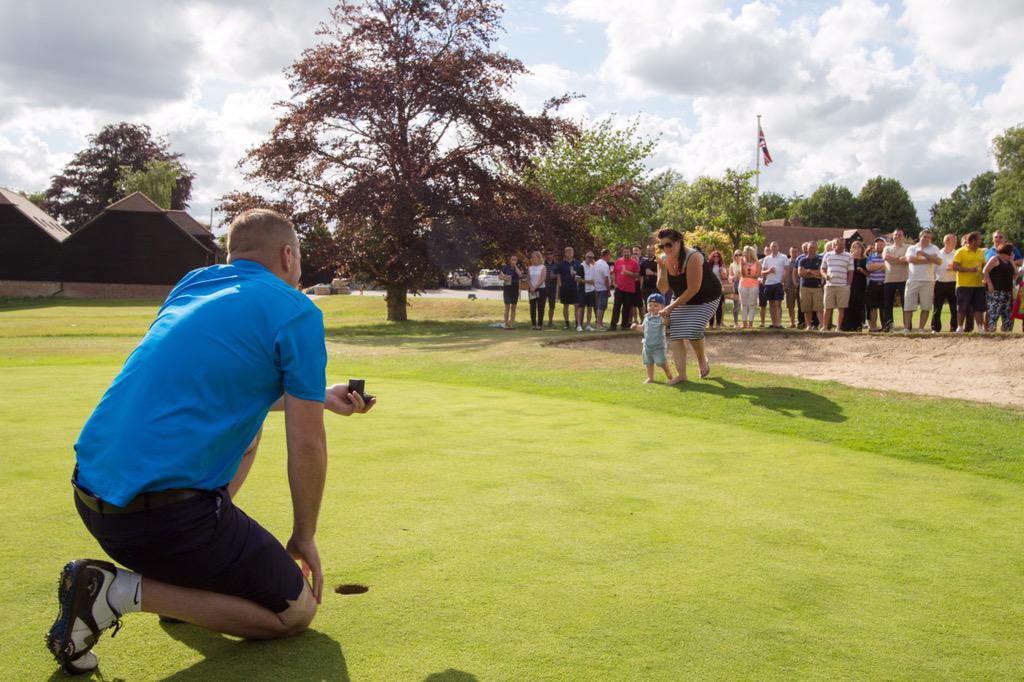 HarrisTransport's tweet photo. Harris Transport's @SimonGritt gets down on one knee on the 18th at Charity Golf Day @CR_UK @AmpfieldGolf @dailyecho http://t.co/9ijJAkRbOp