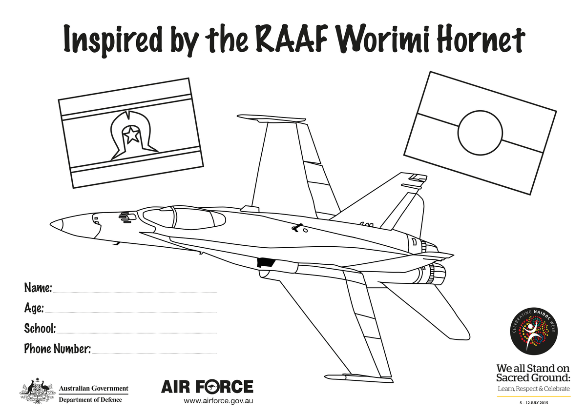 DefenceAust's tweet photo. Hey kids! Enter our #NAIDOCWeek colouring comp to win @Aus_AirForce prize packs. Details at http://t.co/xOIouBxSmv http://t.co/z1S8ZGEuZ7