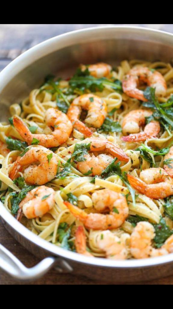 FoodPornv's tweet photo. angel hair pasta w grilled shrimp. http://t.co/dBDvTZxINH