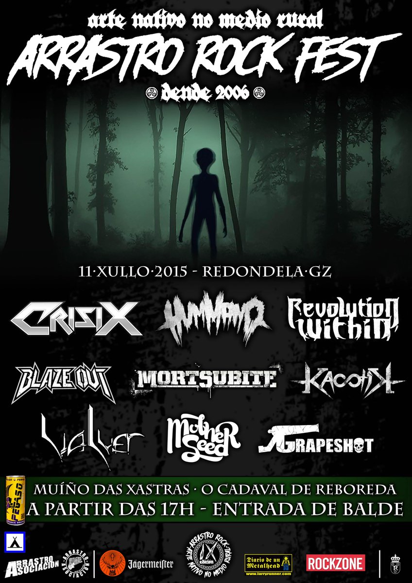 BloodFirePromo's tweet photo. ¡Sólo cuatro días para el @arrastrorock de Redondela, con @hummanoband, @blazeoutband o @MortSubiteBand! 100% GRATIS. http://t.co/qX9x4YD6M6