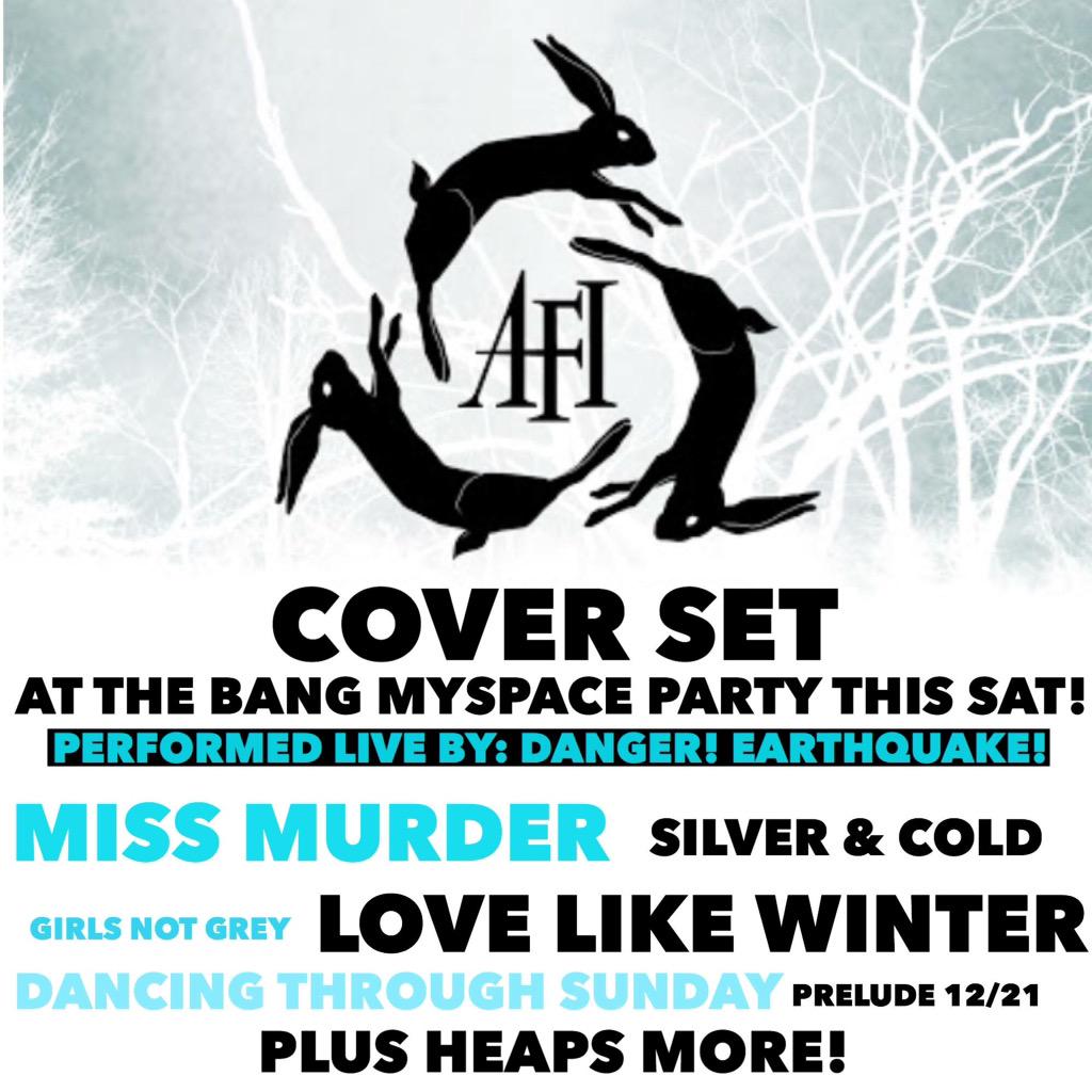 debandofficial's tweet photo. Covering @AFI this Saturday @ @BangMelbourne! Say Danger! Earthquake! At the door and come party! #afi #mysapce #emo http://t.co/ITfAlz1ZzX