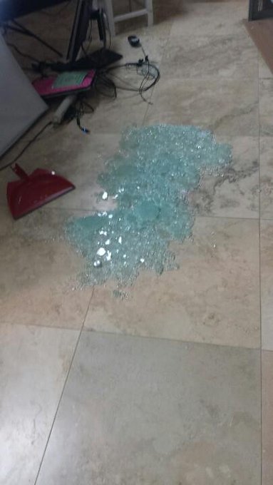 My desk wheel got caught and the glass top fell and shattered..with my computer equipment still on it<a href="/tag/dickbutt"class="tags"><span>#dickbutt</span></a>