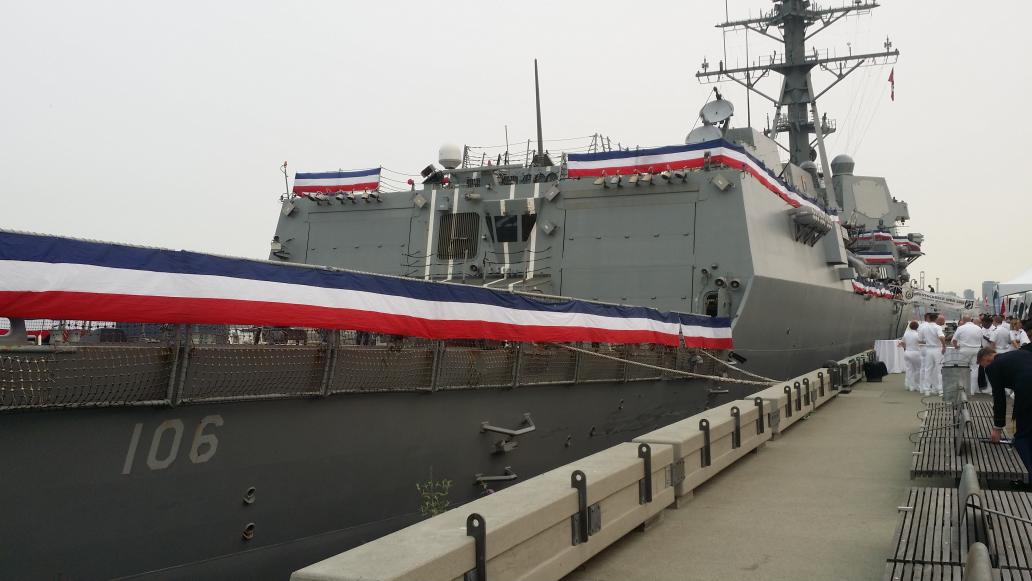 After winning women's soccer world cup, 
the USA celebrate 4th of July with the massive presence of USS Stockdale.
