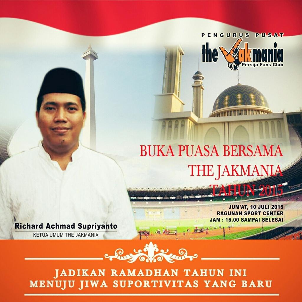 JakampusUbk's tweet photo. Hadirilah...
Buka Puasa Bersama
The Jakmania Tahun 2015
Juma'at, 10 Juli 2015
Pukul. 16.00
at Ragunan Sport Center http://t.co/s7IYIdUINb