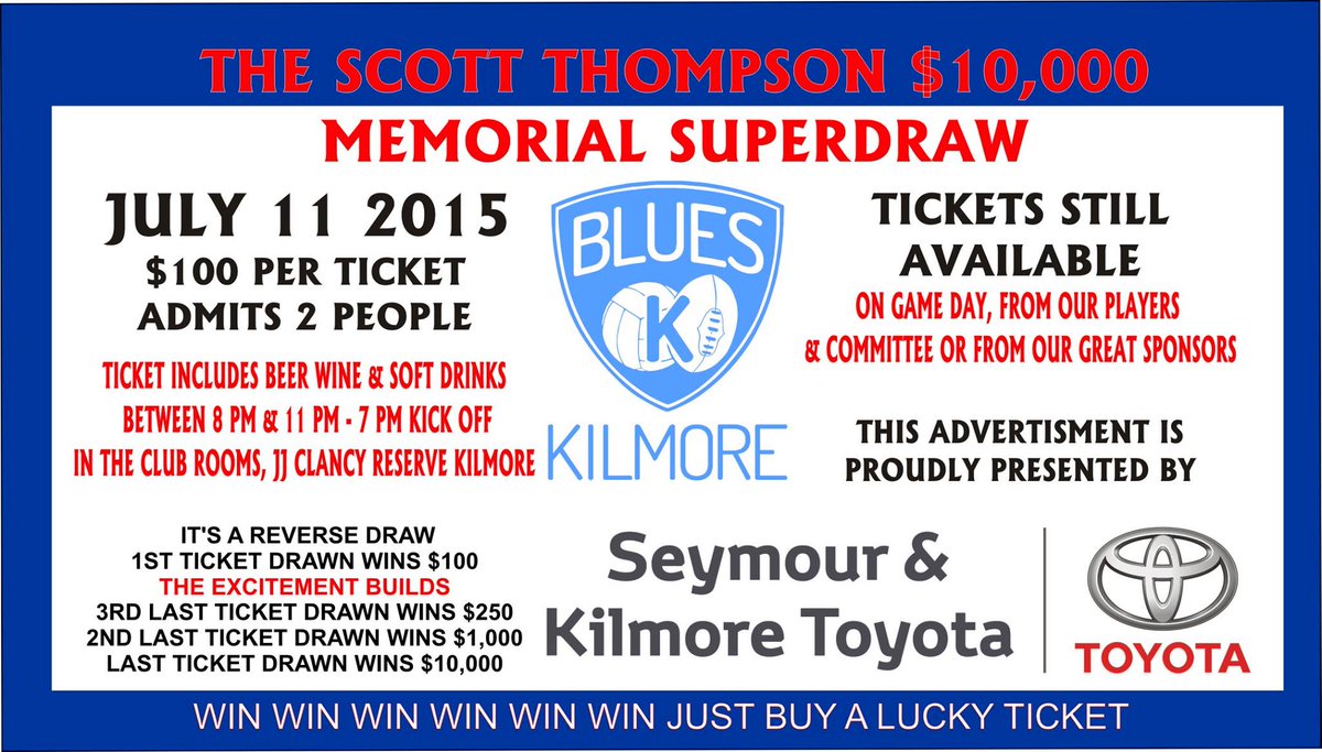KilmoreToyota's tweet photo. Proud supporters of the the Scott Thompson $10,000 Memorial SUPERDRAW hosted by @KilmoreFNC this #saturday! http://t.co/j3RG9wW4Di