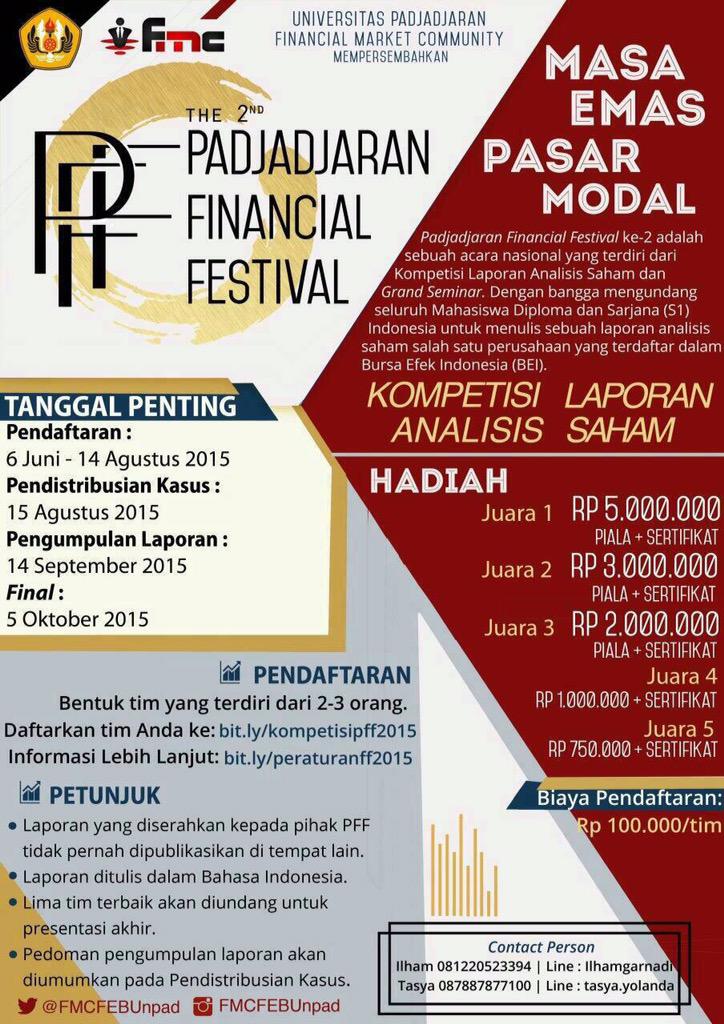 fmcfebunpad's tweet photo. @bemFEBunair Ayo daftar Kompetisi Laporan Analisis Saham dgn klik http://t.co/JAOa3dXOVG
dan menangkan hadiahnya! http://t.co/sXPhuCKc21