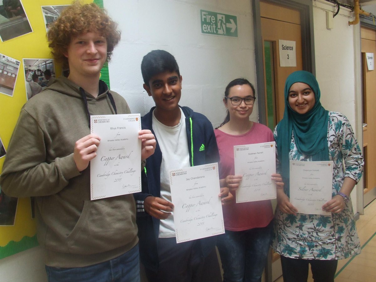 WVAChemistry's tweet photo. Well done Chemists for achieving awards in the Cambridge Chemistry Challenge! #brainy #copper #silver http://t.co/TvnqyWJsYO