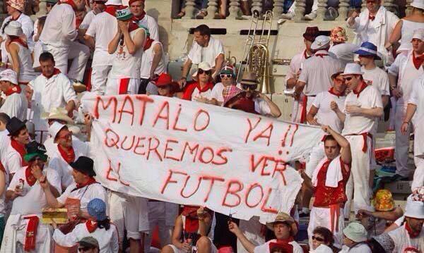 PartidoPACMA's tweet photo. Comienza #SanFermin. ¿Sabías que los toros que corren por la mañana terminan muriendo por la tarde en la plaza? http://t.co/wED0juTT1s