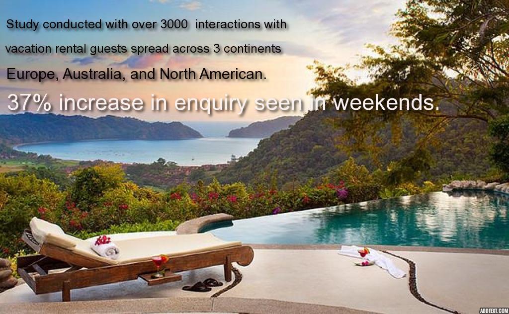 GetFridayVA's tweet photo. #GetFriday Study with over 3000 interactions with #vacationrental guests there is 37%hike in inquiries in weekends. http://t.co/WACuk2qv8j