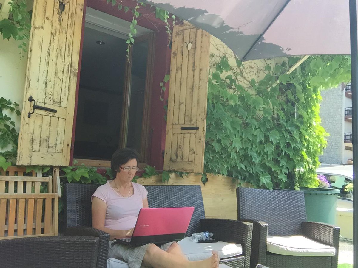 SkiingMegeve's tweet photo. Working outside today while #hotelmegeve #guests have gone #walking in the #mountains #summer #megeve #france http://t.co/yuViRVkfj9