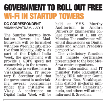 VizagIT's tweet photo. posted on july 5th 2015 deccan chronicle... http://t.co/nm9MCv5fZ1