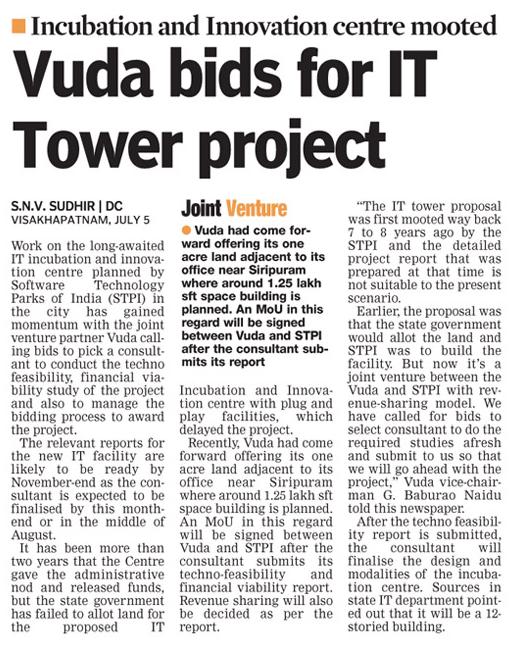 VizagIT's tweet photo. posted on 6th july 2015 Deccan Chronicle... http://t.co/snGgieWMu9