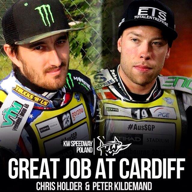KWRacewear's tweet photo. Great Job KW-Boys! @Chris_Holder23 @peterkildemand #kwspeedway #keepfullthrottle #cardiff #britishSGP http://t.co/6aG9pZg6MB