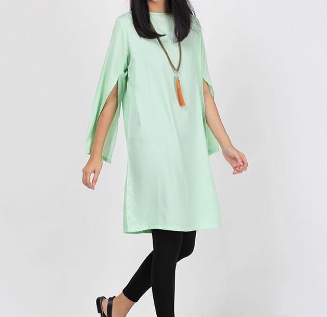 NEW FLAVOR! mint tie sleeve accent tunic IDR 140K