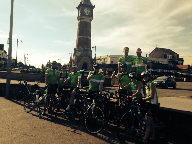 JohnLewisRetail's tweet photo. Smile! The team from #JLNottingham after their 190 miles bike ride from Nottingham to Skegness in aid of @barnardos http://t.co/pPwfhYGwsd