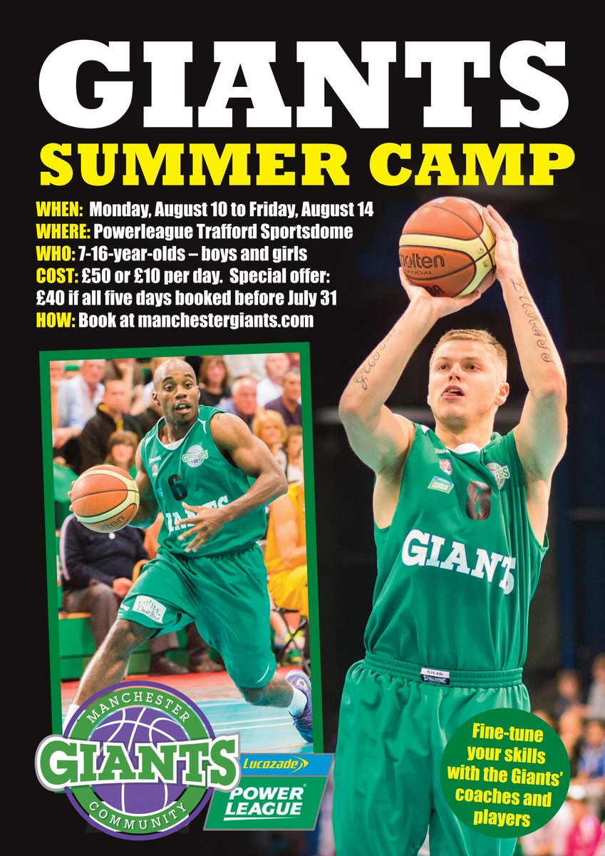 McrGiants's tweet photo. SIGN UP!
Book now for a £10 discount on the Giants' summer camp for 7-16-year-olds 

http://t.co/4PqZKiErf6 http://t.co/NDMO1qq1Sl