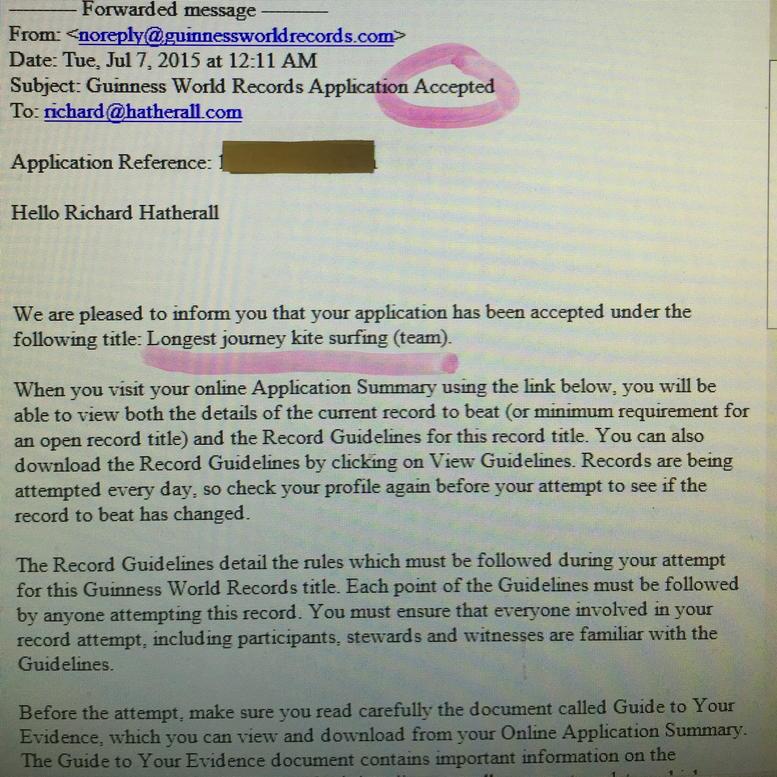 kitethereef's tweet photo. BOOM! #kitethereef officially accepted for Guinness World Records "Longest journey kite surfing (team)" http://t.co/VC6Grsmx6V