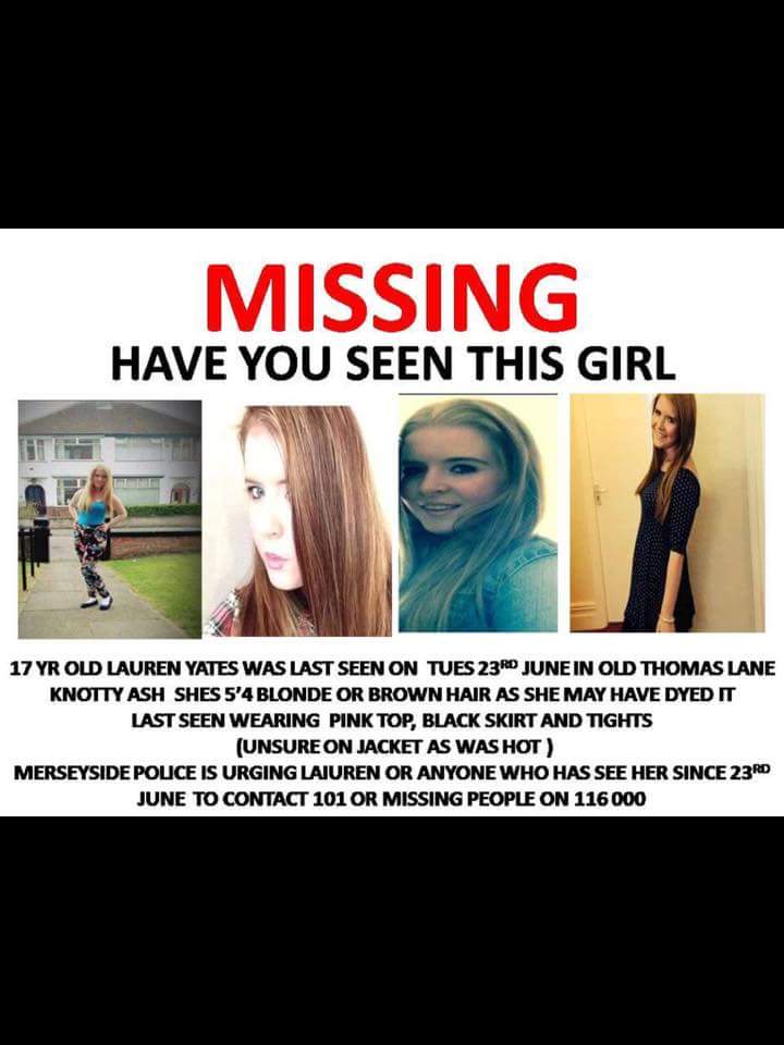 LizMartin82's tweet photo. @Independent please can you RT this. Her family are desperate for info #HaveYouSeenLauren http://t.co/Tk1EnIwIV7