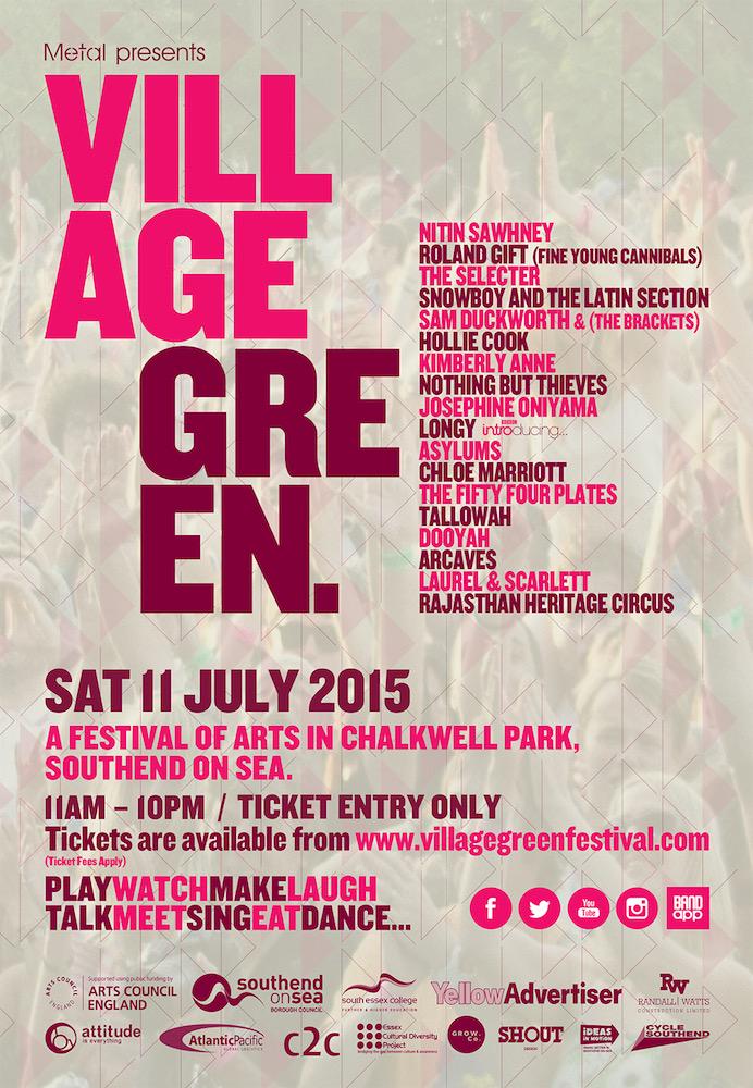 Village Green festival is this Saturday in Chalkwell Park! 
Beat the queues, get tickets here: goo.gl/XmKNhR