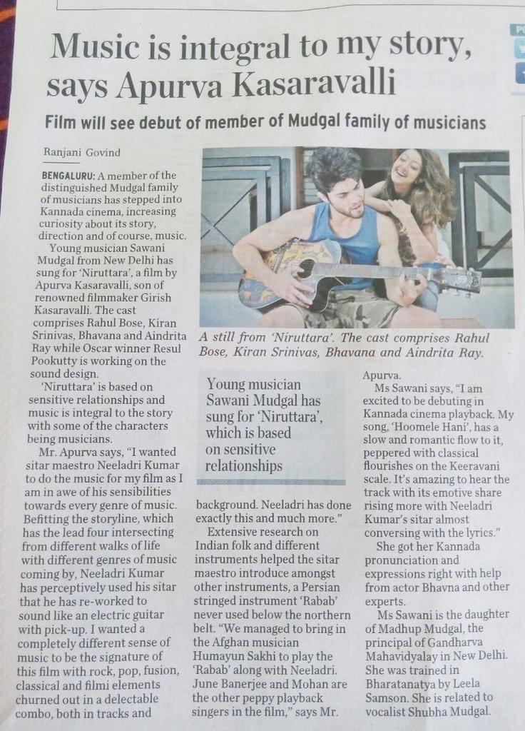 fanzzdyor's tweet photo. Our Gorgeous @AindritaR and @krikified @RahulBose1 Bhavana's upcoming #Niruttara movie article todays the Hindu paper http://t.co/uekVSRP3Jg