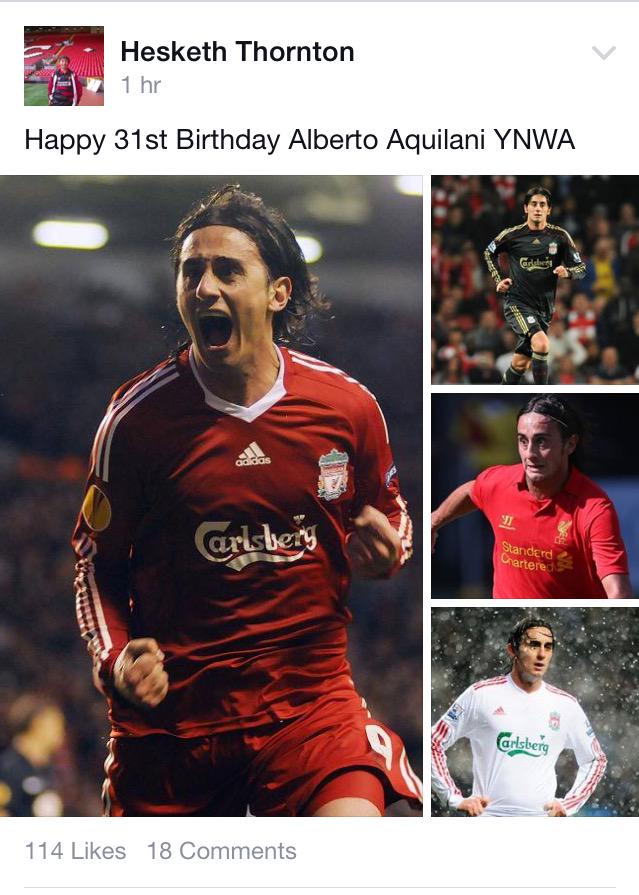 So apparently its Alberto Aquilani\s 31st Birthday today, why don\t we wish him a Happy Birthday. Didn\t think so!!! 