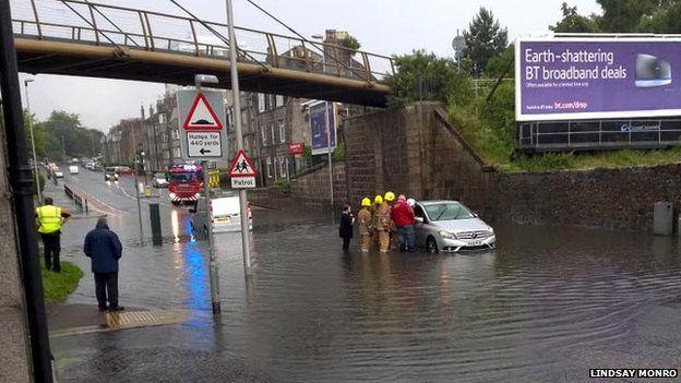 Pictures of flooding caused by torrential rain in Aberdeen 