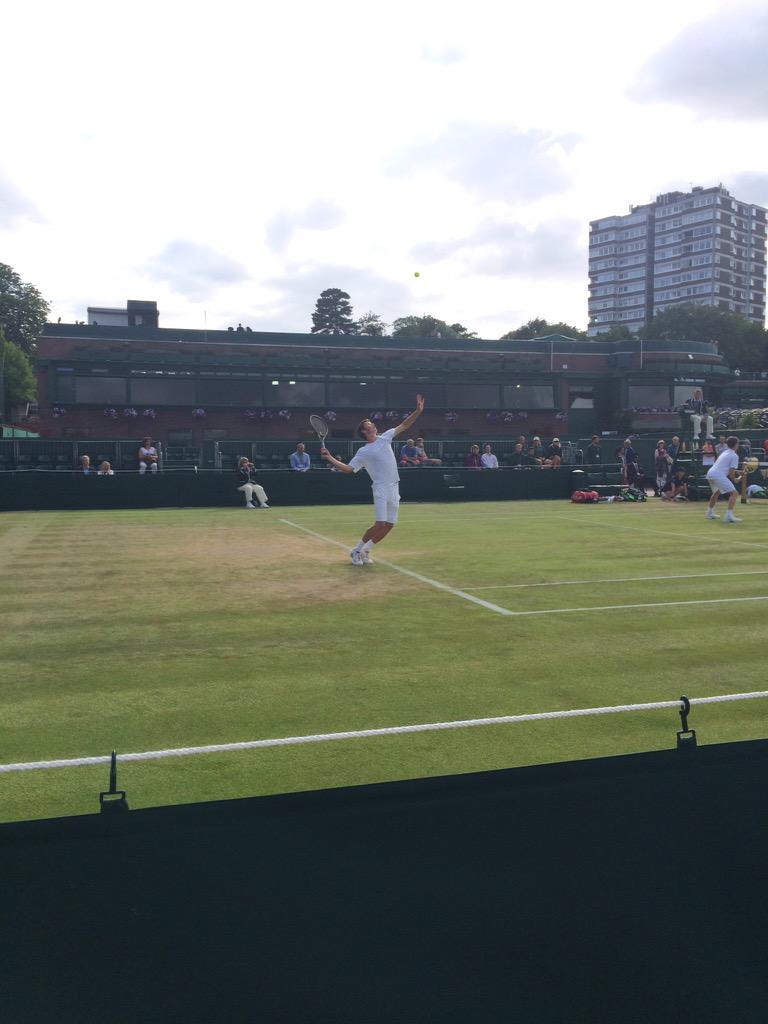 Watching Ewan Moore at Wimbledon, won the first set 6-2, down 0-4 in the 2nd <a href="/MerchiSport/">Merchiston Sport</a> #upthecastle