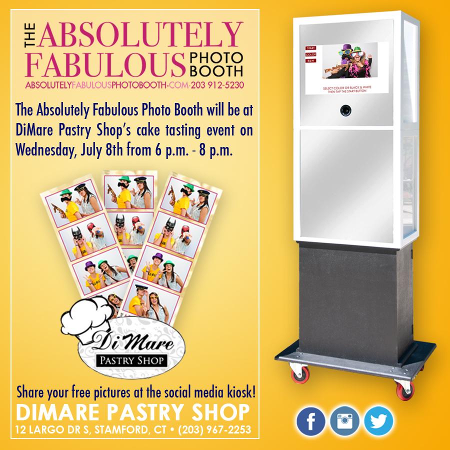 The Absolutely Fabulous PhotoBooth will be @ our cake tasting this Weds. from 6pm-8pm at our Stamford location!