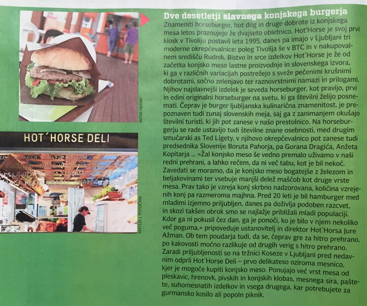 HotHorseSi's tweet photo. "Dve desetletji slavnega konjskega burgerja", so zapisali v zadnji številki @LJcanka ;) #Horseburger http://t.co/bRJBYRJgAt