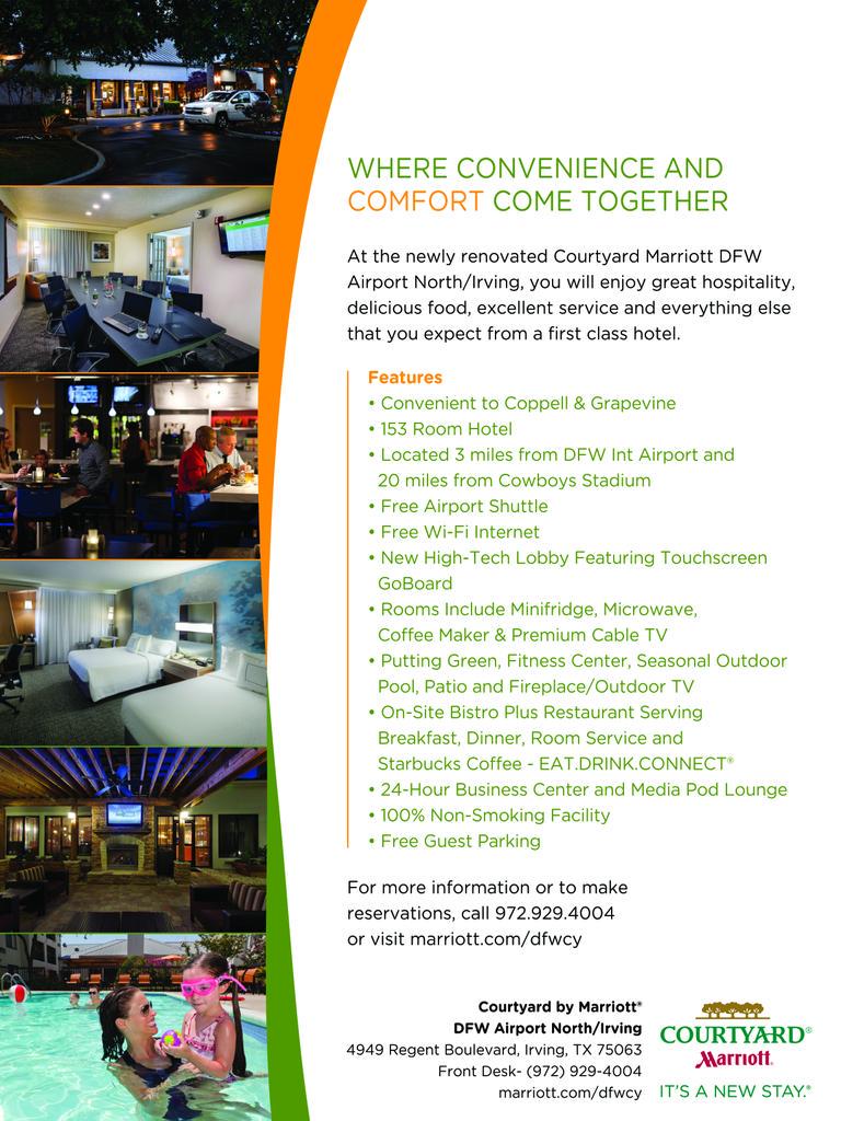 CourtyardDFWN's tweet image. Host business mtgs/company/personal groups at the Courtyard by Marriott DFW Airport North. 
marriott.com/dfwcy