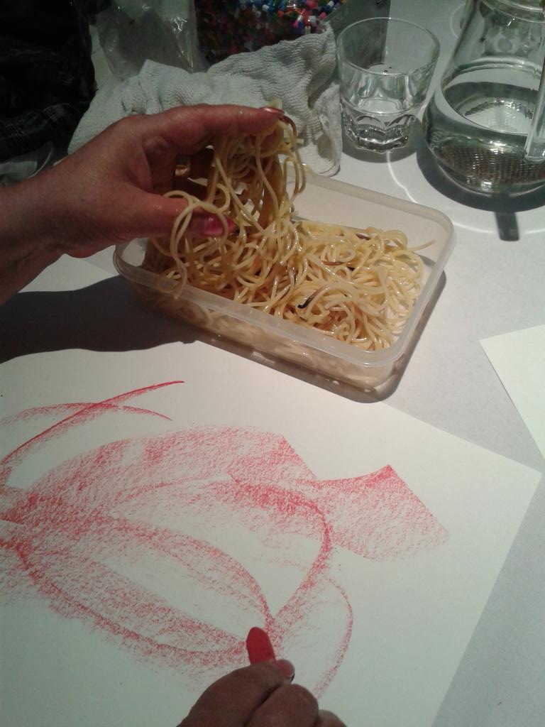 Drawing to spaghetti @ClaireFordArt @katesweeney explain arts & dementia practice: derailing qs & freedom #ccfest2015