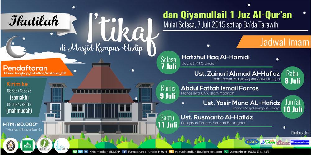 TELAH DIBUKA! I'tikaf &amp; Qiyamullail 1 juz 10 hari terakhir <a href="/RamadhandiUNDIP/">#RamadhandiUNDIP</a> 1436 H <a href="/maskam_undip/">Masjid Kampus UNDIP</a> | #RamadhanSemangat