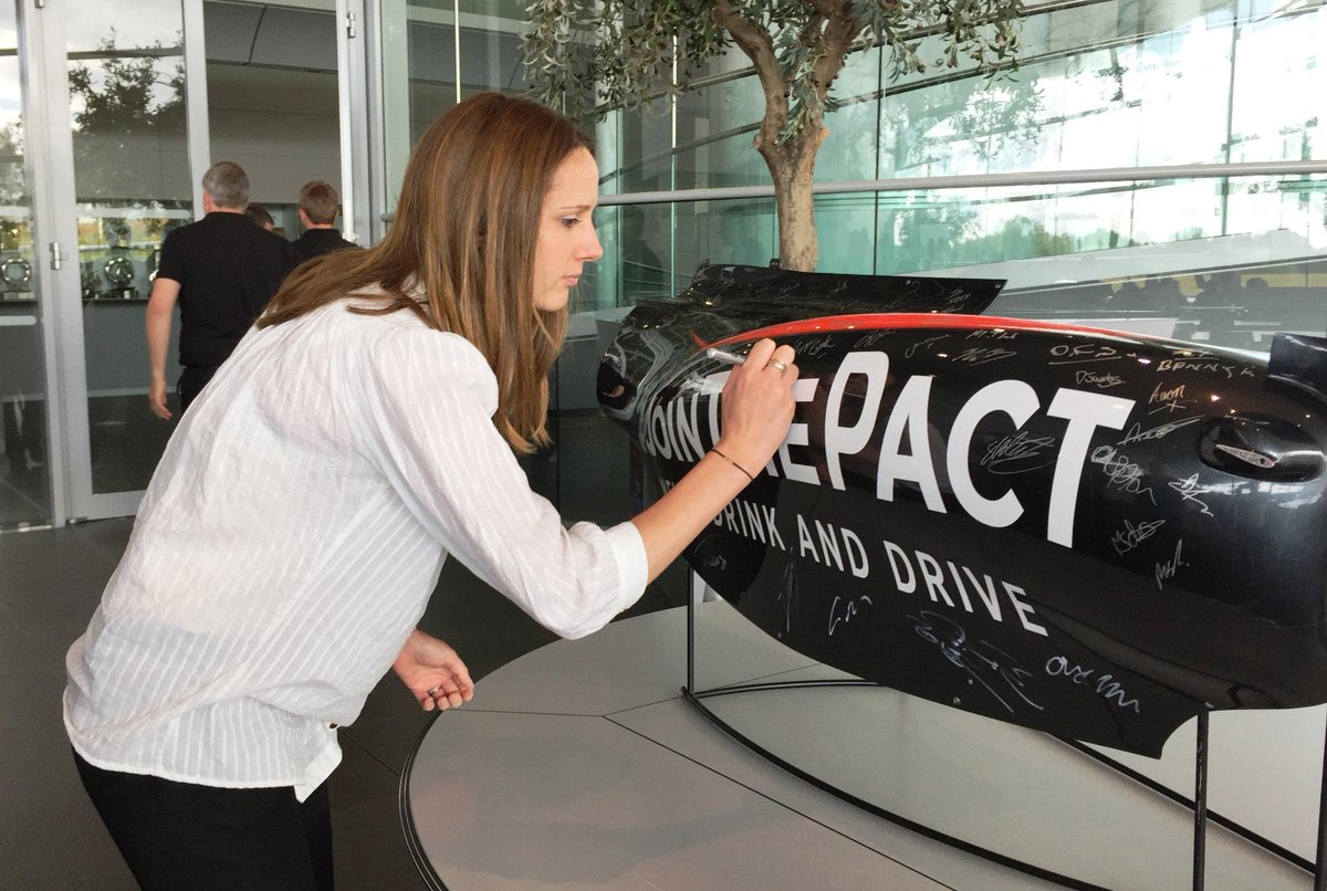 McLarenF1's tweet photo. #JoinThePact continues back at MTC as McLaren employees sign the sidepod &amp; commit to never drink &amp; drive. http://t.co/2Do5Eu1Zxr