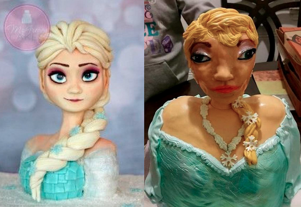 wtfav's tweet image. Woman ordered an Elsa-themed cake, but got E.T. with a wig instead. huff.to/1S3pDIk #wtf