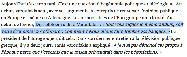 LaFranceapeur's tweet image. Finalement @yanisvaroufakis n&apos;avait pas tort de traiter les créanciers de la Grèce de terroristes