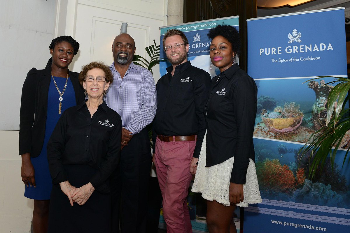 TourismGrenada's tweet photo. #Grenada team stops for a pic at @Swaylondon during last week's travel trade event in the UK. #GrenadaRoadshow http://t.co/2OCiggTrhy