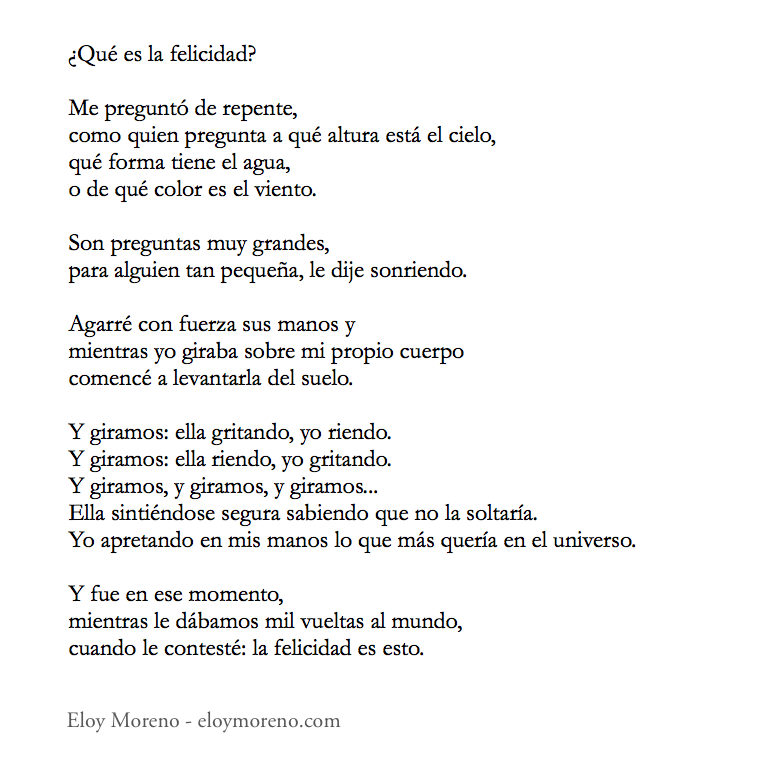 Eloy__Moreno's tweet photo. ¿Qué es la felicidad?, me preguntó. http://t.co/cTOzJ5pVCL