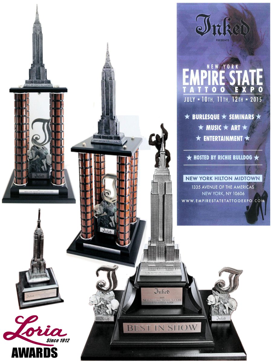 LoriaAwards's tweet image. They're done...the 2015 Trophies for the Winners of the Tattoo Contests at the upcoming facebook.com/NyEmpireStateT…