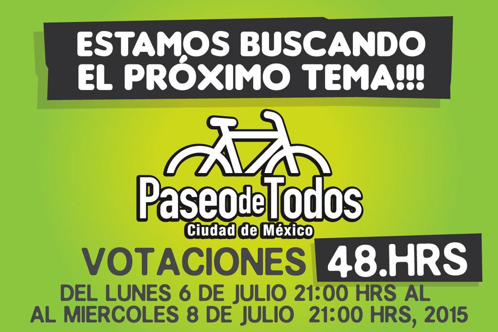 PaseodeTodos's tweet image. Tenemos día y medio para poder elegir el #PaseoDeJulio! Vota en el evento FB: facebook.com/events/1615384…
VOTE YA!