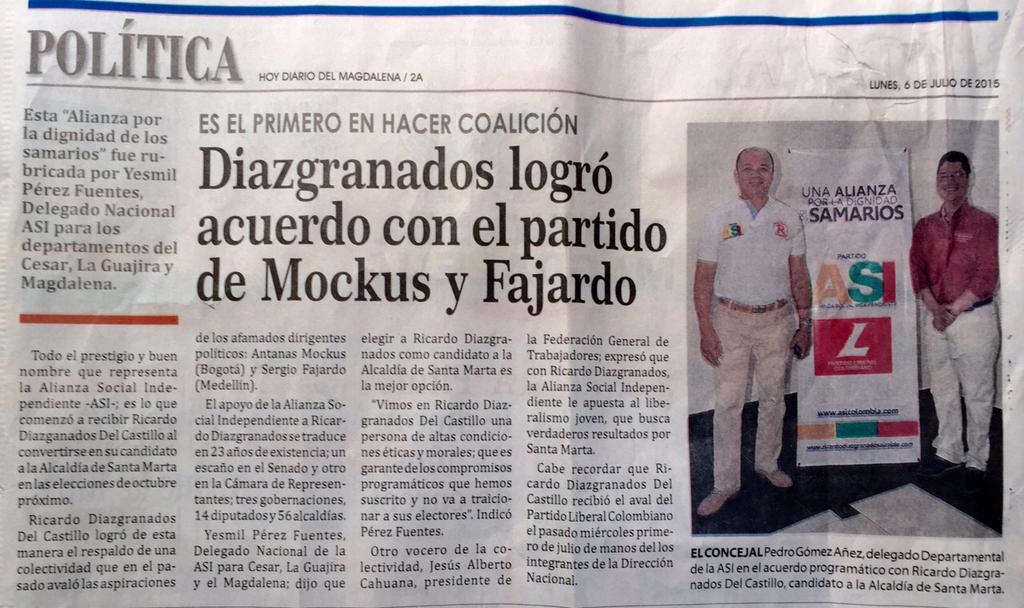 mamavaliente's tweet photo. Excelente coalición. #StaMtaComResultados @RicardoDzg @RadioMagdalena @CaracolTV http://t.co/KSuRirumjC