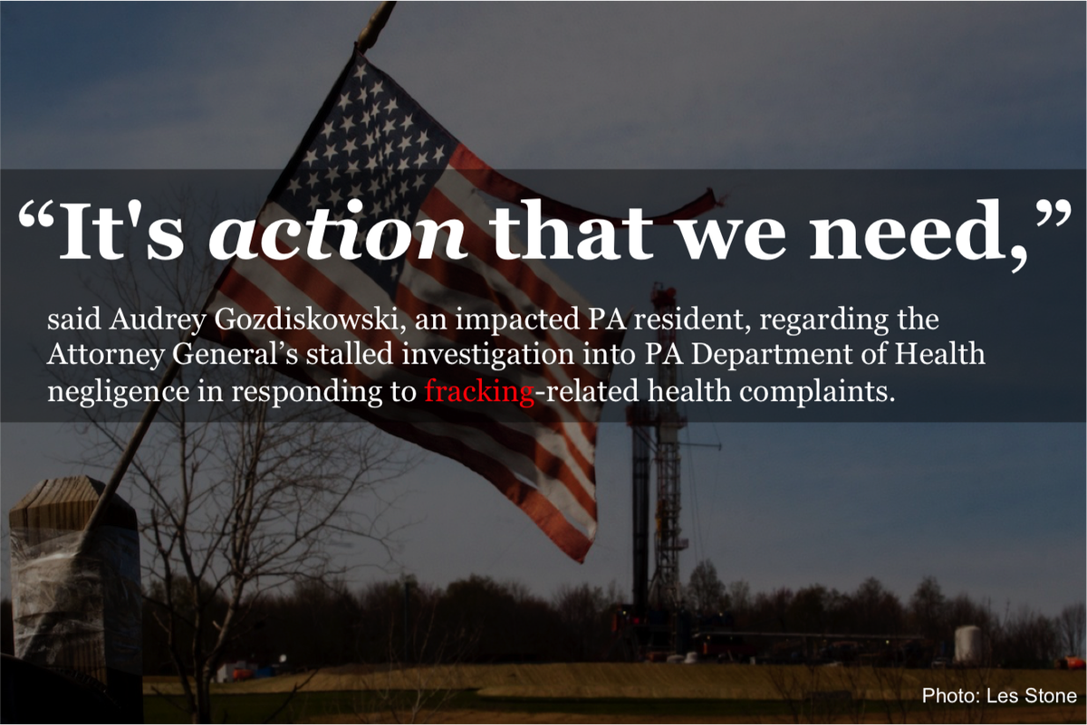 FrackAction's tweet photo. .@PaAttorneyGen Do your job investigating #fracking-related health complaints http://t.co/CMWqF2LgJr @GovernorTomWolf http://t.co/ET1VAUCZGw