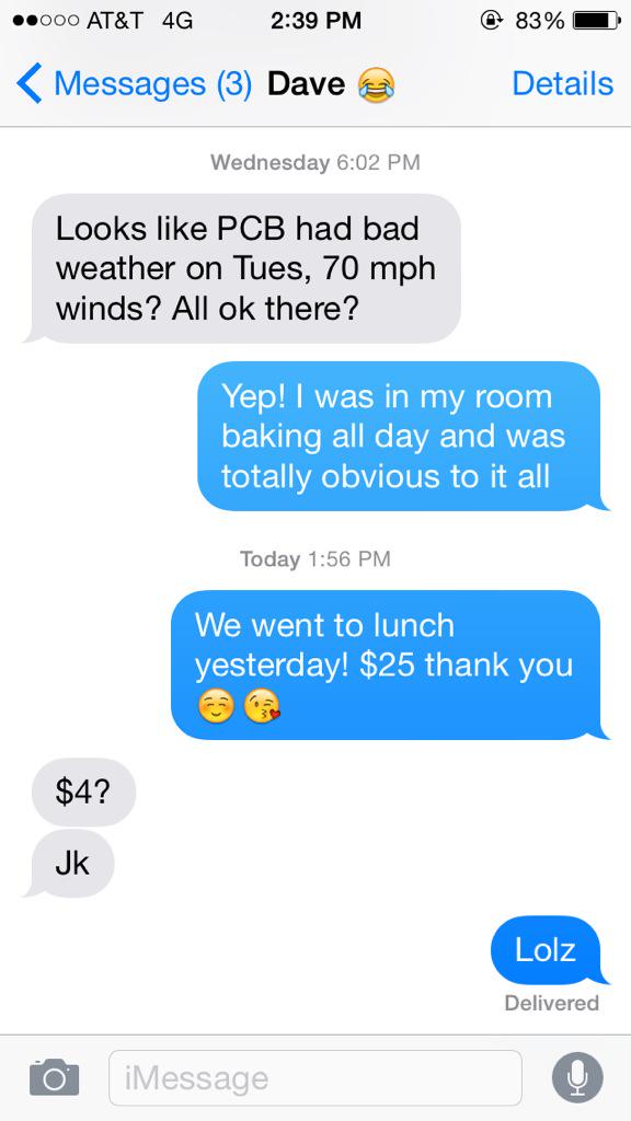 sarahschuler00's tweet photo. Hahahah Anna and Dave were texting and she said "lolz" but he didn't know what it meant. We compared notes. http://t.co/PCWctW1MSu